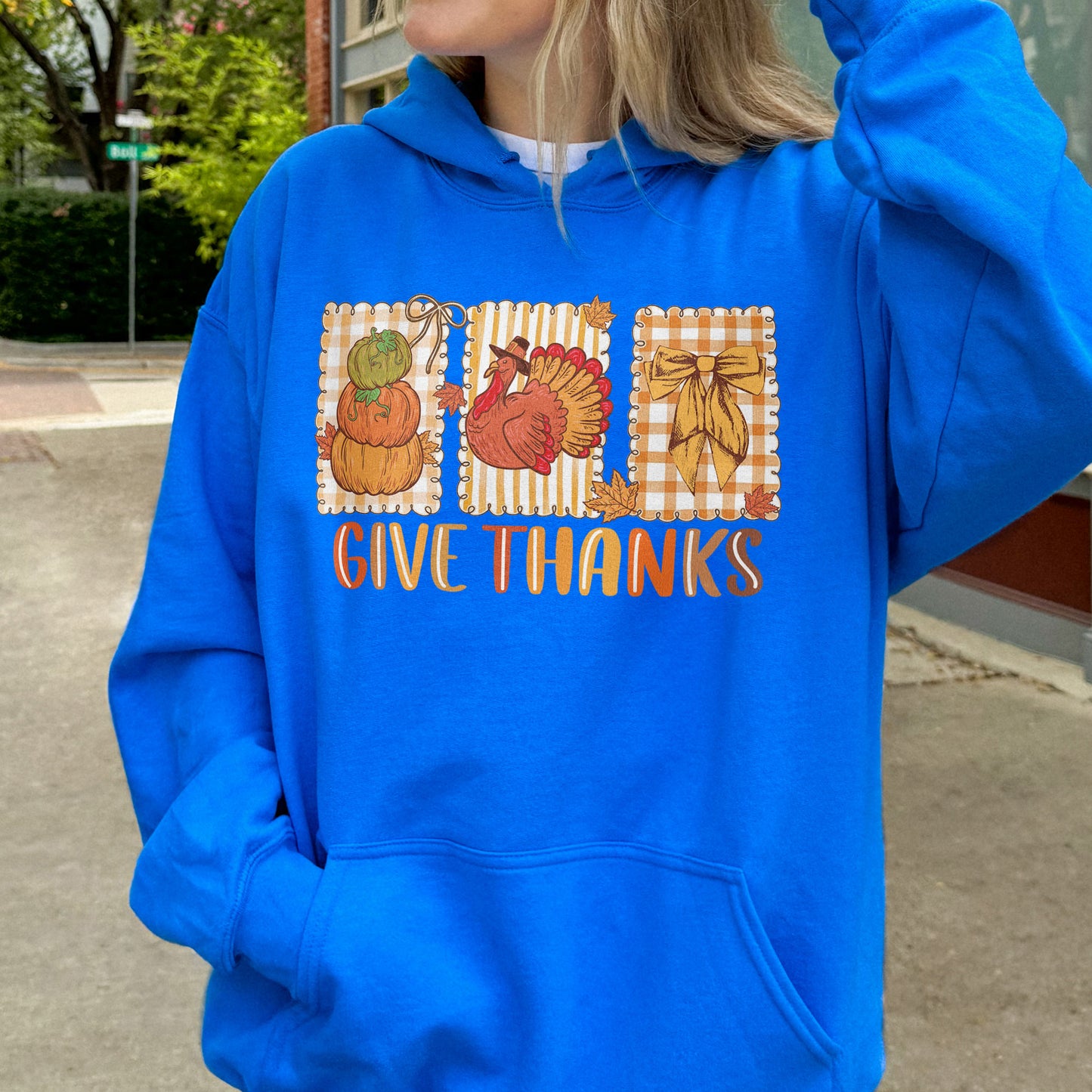 Thanksgiving Holiday, Give Thanks Coquette, Fall Pumpkin Turkey, Grateful Thankful Blessed, Autumn Gift Hoodie