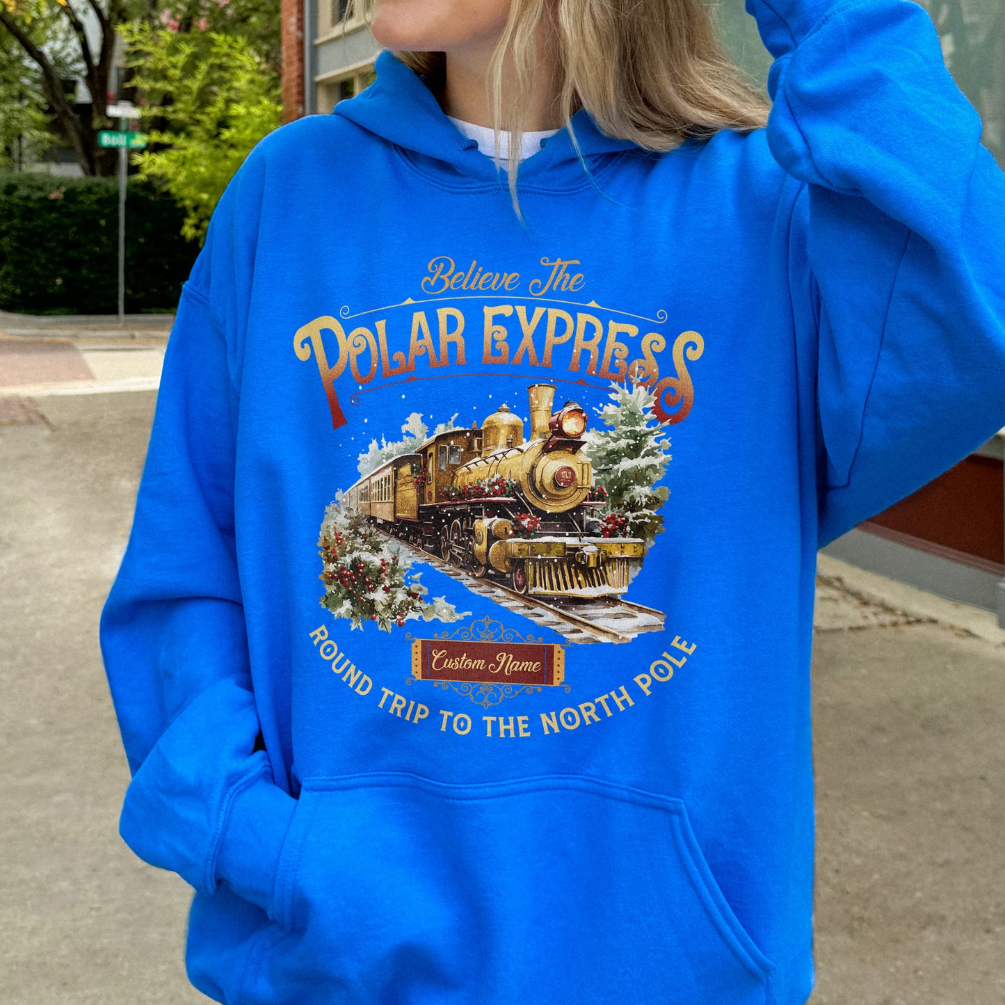 Custom Polar Express Hoodie | Believe Round Trip to the North Pole Hoodie