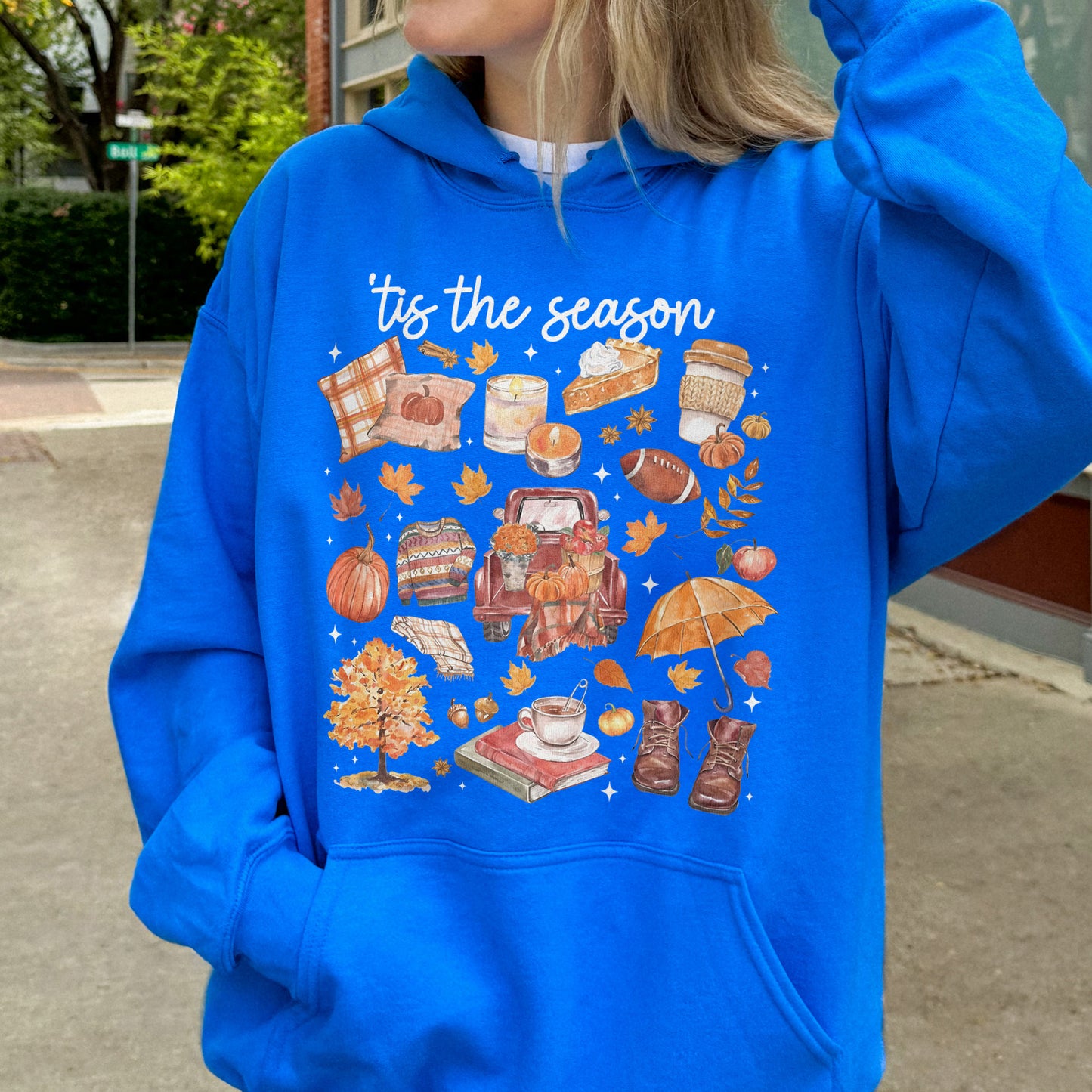 Tis the Season Tee, Pumpkin Season, Autumn Doodle Harvest, Women’s Cozy Hoodie