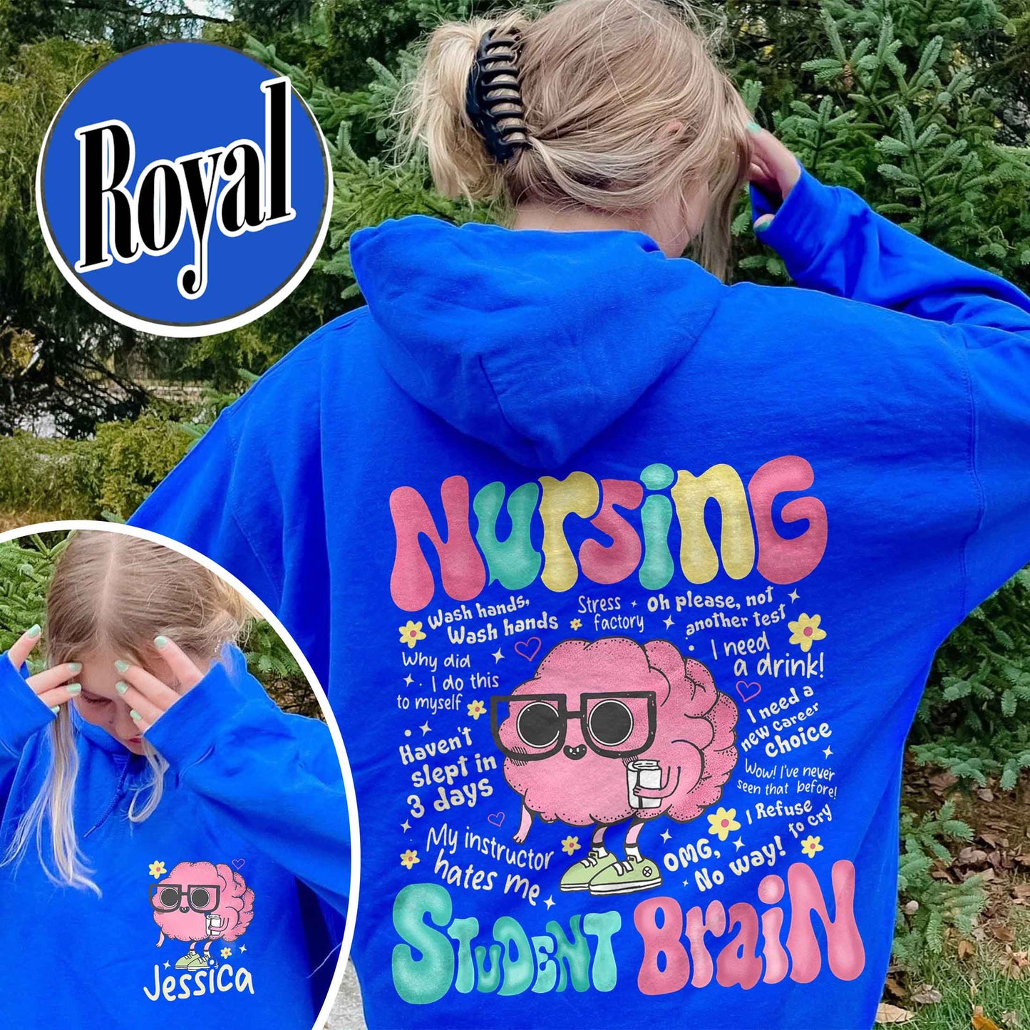 Nurse Hoodie, Nursing Student Brain Hoodie, for Work Rn Hoodie, Registered Nurse Hoodie