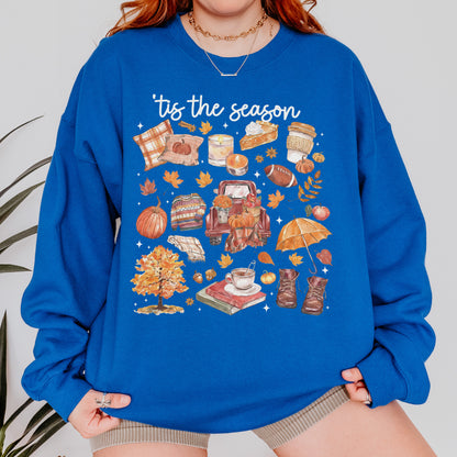 Tis the Season Tee, Pumpkin Season, Autumn Doodle Harvest, Women’s Cozy Sweatshirt