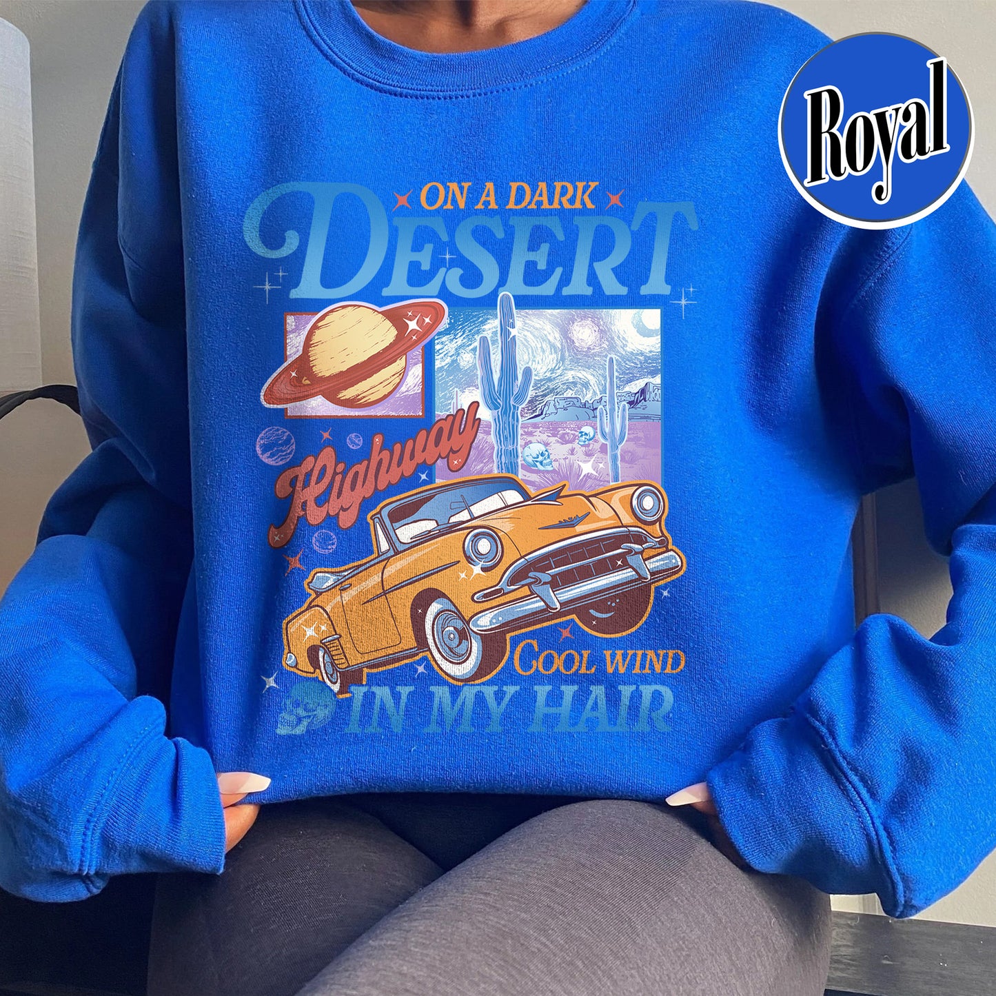 Adventure Camping Sweatshirt, on a Dark Desert Highway Sweatshirt, Desert Sweatshirt