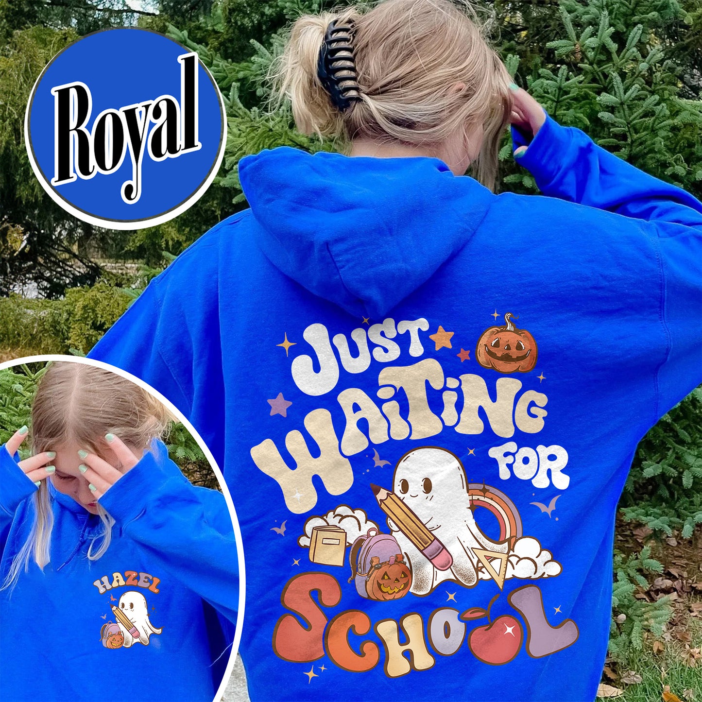 Halloween Hoodie, Waiting for Back to School Hoodie, Custom Halloween Teacher Hoodie