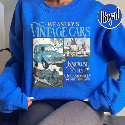 Bookish Sweatshirt, Wizard Flying Car Sweatshirt, Harry Potter Inspired Sweatshirt, Wizard School Sweatshirt