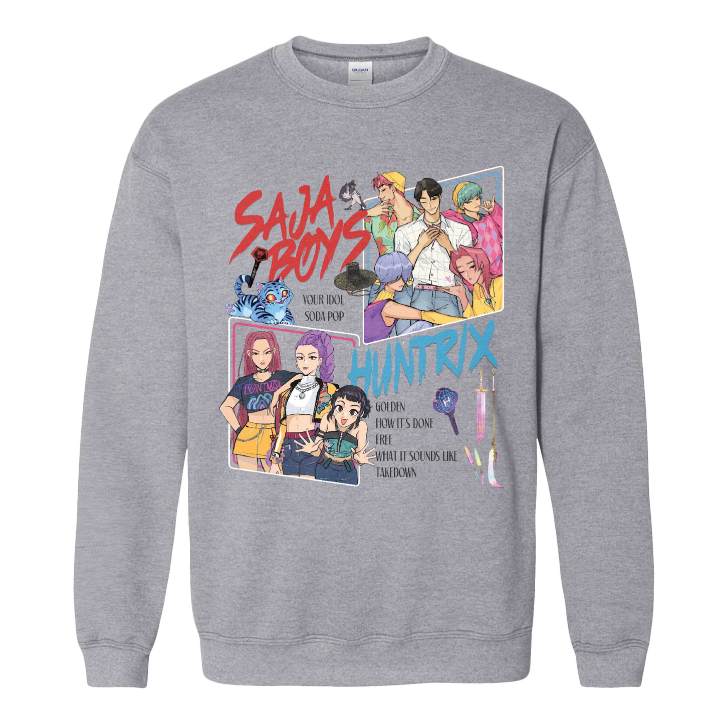 Huntrix Demon Hunters Sweatshirt, Huntrix Girls,Saja Boy, Mira Rumi Joey Sweatshirt, Demon Hunter Merch, Gift For Kpop Fan