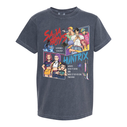 Huntrix Demon Hunters Comfort Colors Youth Shirt, Huntrix Shirt, Saja Boys Mira Rumi Joey Top, Kpop Fan Gift