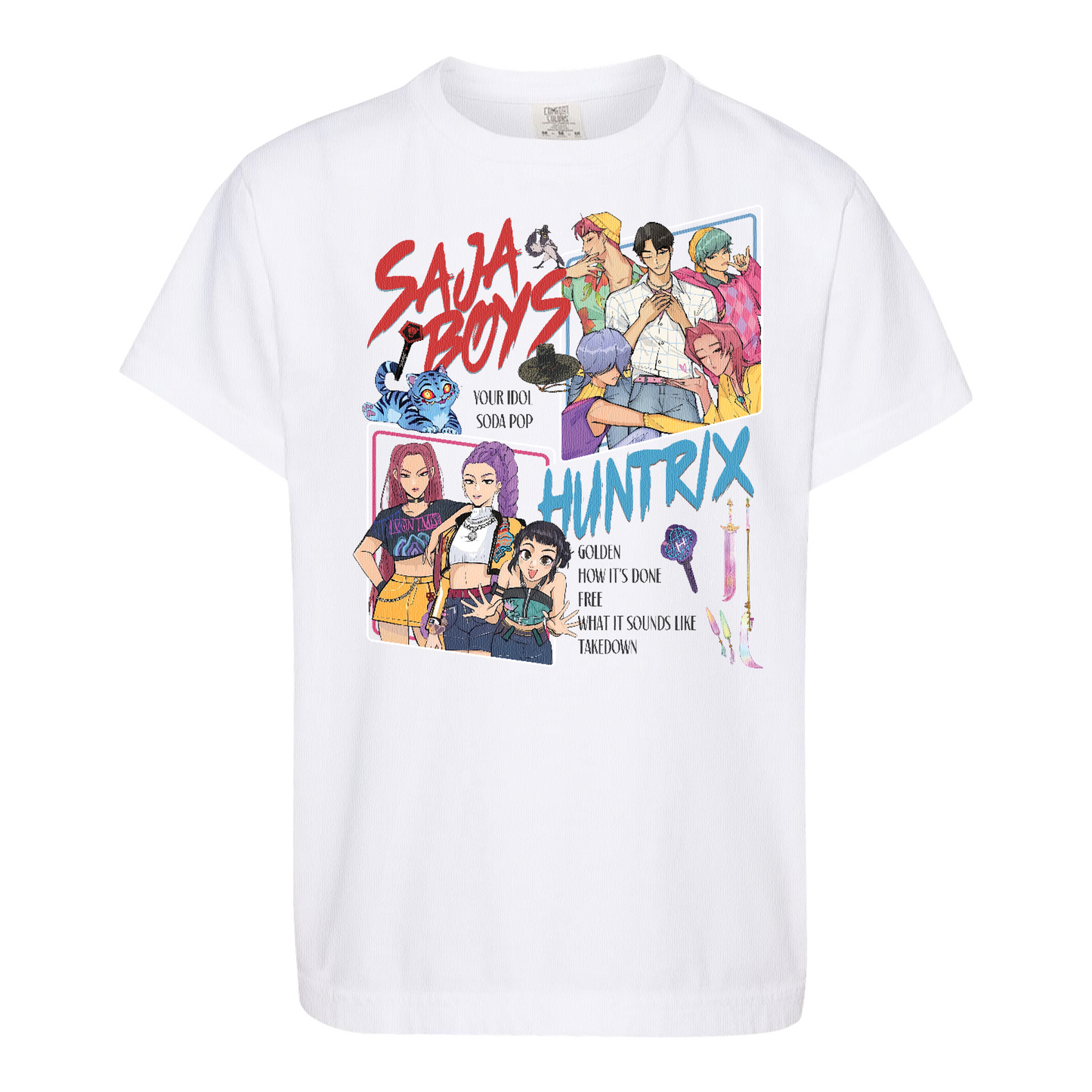 Huntrix Demon Hunters Comfort Colors Youth Shirt, Huntrix Shirt, Saja Boys Mira Rumi Joey Top, Kpop Fan Gift