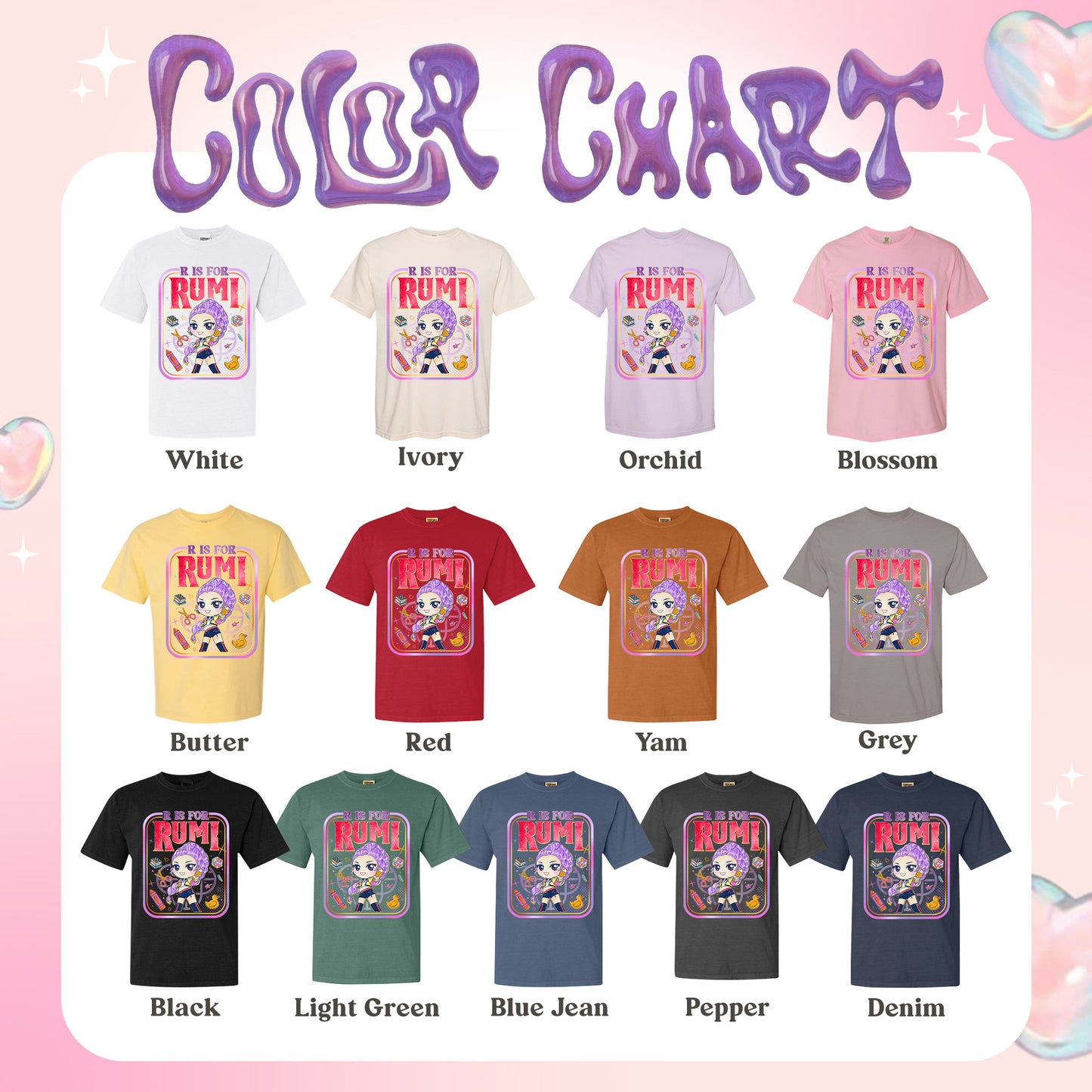 Back to School Kids Comfort Color Shirt, Mira Rumi Zoey Tee, Huntrix Kpop Demon Hunters, Comfort Colors Youth Top