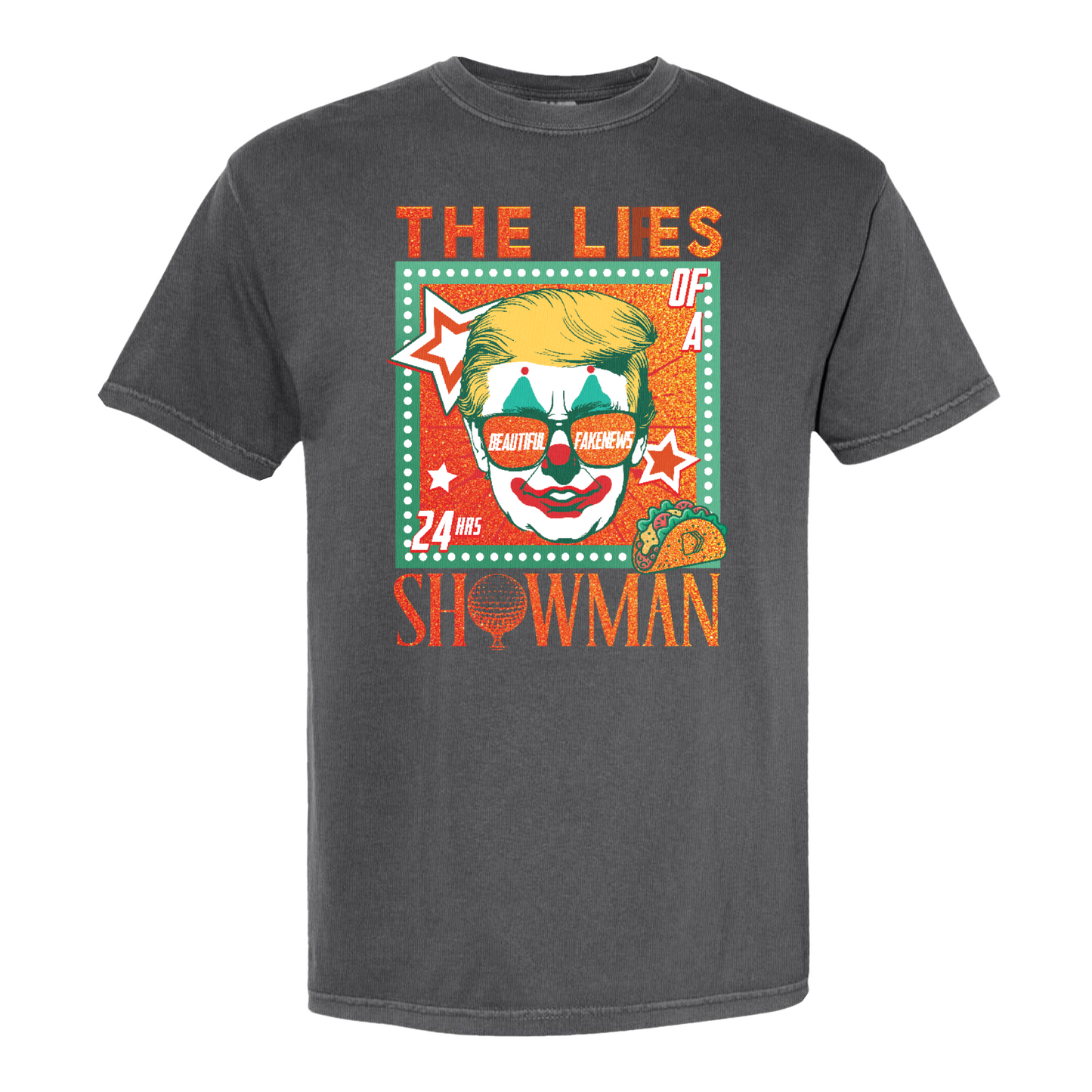 The Lies of a ShowMan Tee, Funny Political Satire Shirt, Humor Parody Graphic Shirt