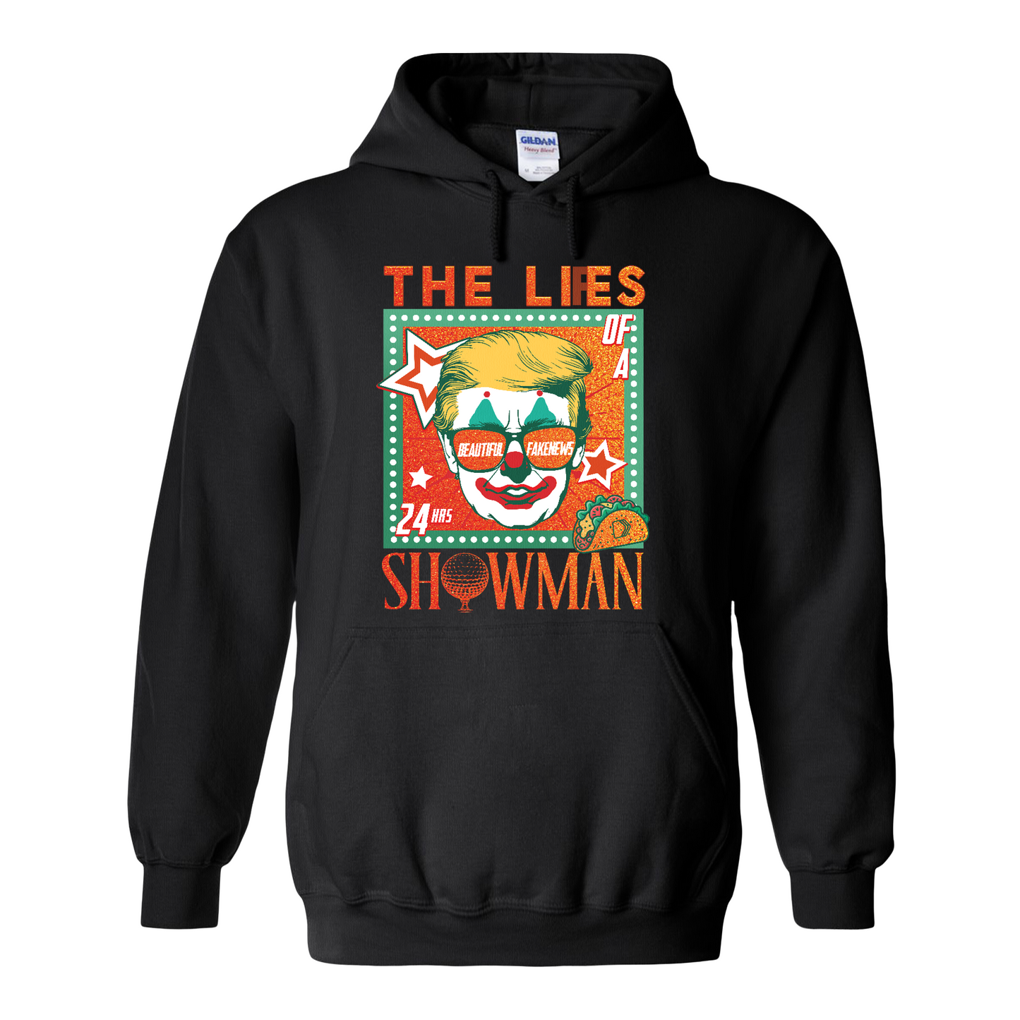 The Lies of a ShowMan Hoodie, Funny Political Satire Hoodie, Humor Parody Graphic Hoodie