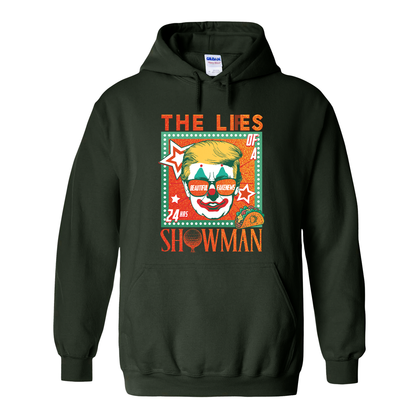 The Lies of a ShowMan Hoodie, Funny Political Satire Hoodie, Humor Parody Graphic Hoodie