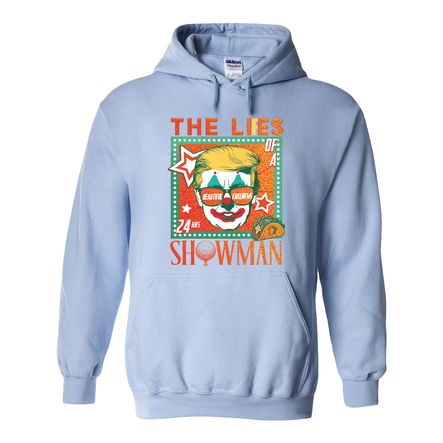 The Lies of a ShowMan Hoodie, Funny Political Satire Hoodie, Humor Parody Graphic Hoodie