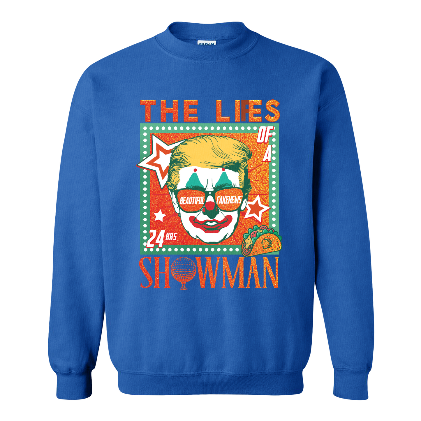 The Lies of a ShowMan Sweatshirt, Funny Political Satire Sweatshirt, Humor Parody Graphic Sweatshirt