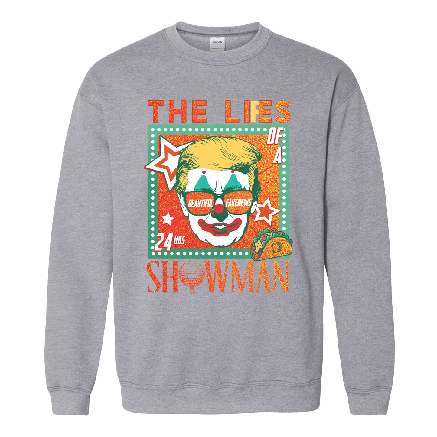 The Lies of a ShowMan Sweatshirt, Funny Political Satire Sweatshirt, Humor Parody Graphic Sweatshirt