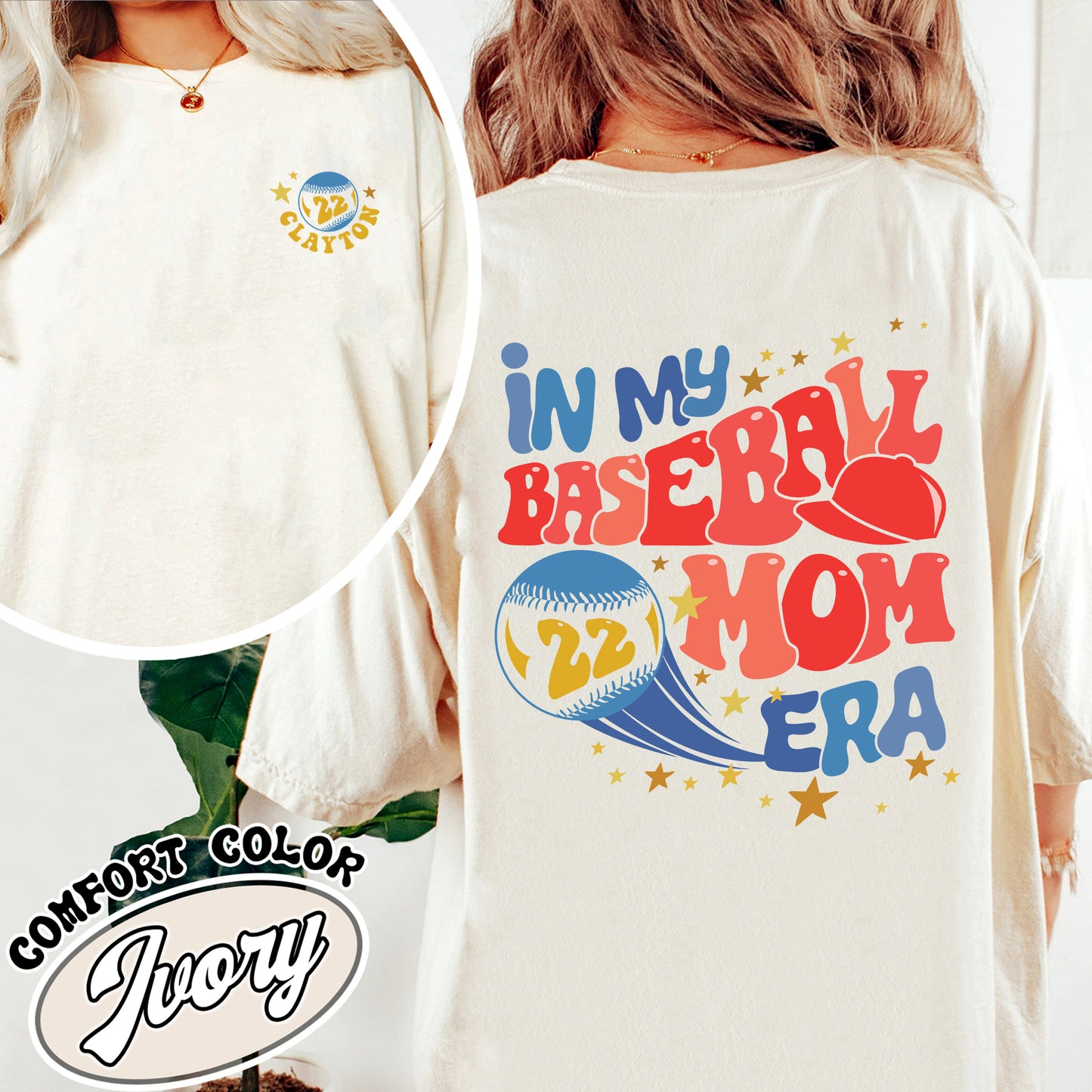 Baseball Mom Era Comfort Color Shirt, Baseball Mom Personalized, Baseball Mom Shirts With Numbers