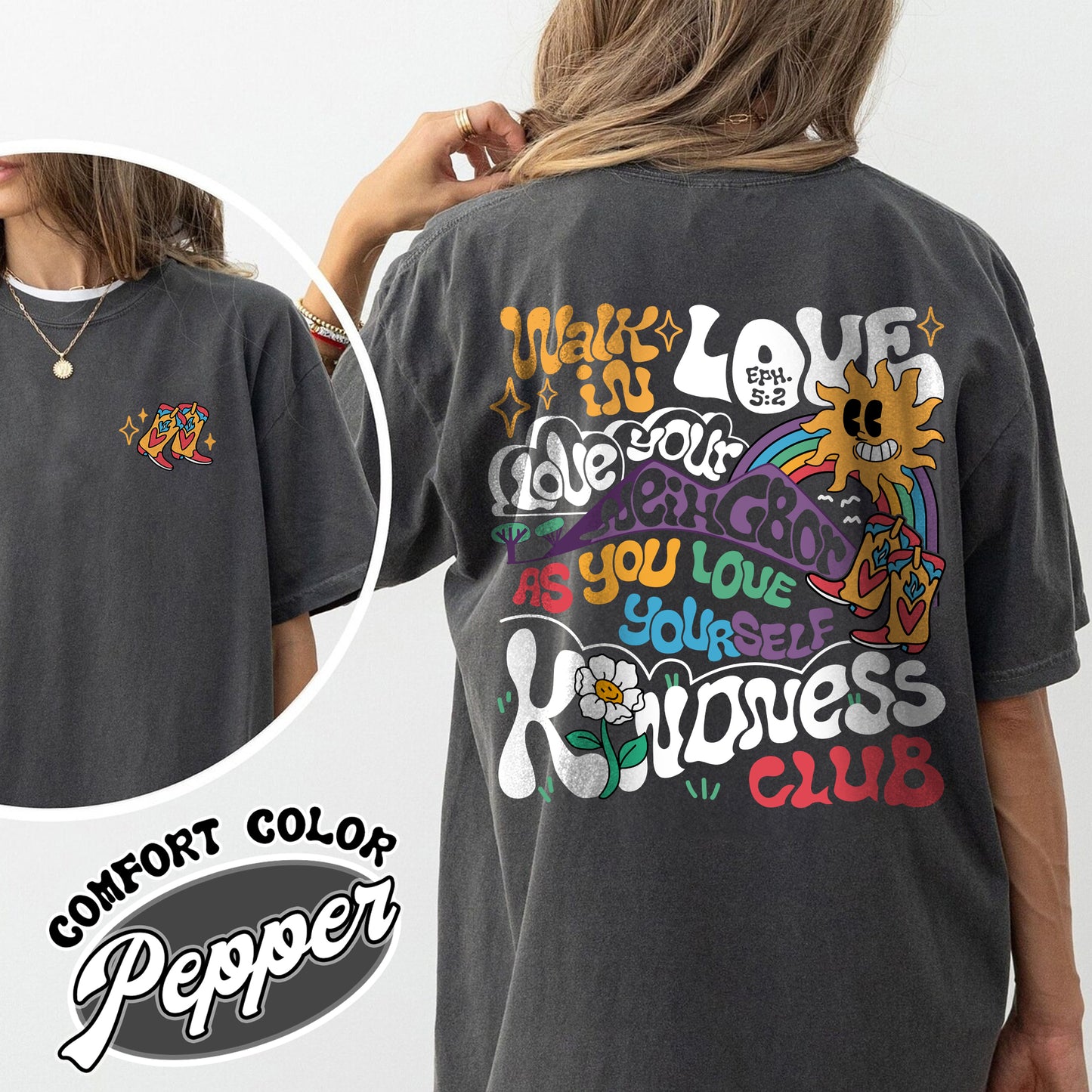 Boho Christian Comfort Color Shirts, Bible Verse Christian T Shirts, Jesus Shirt, Walk in Love Shirt