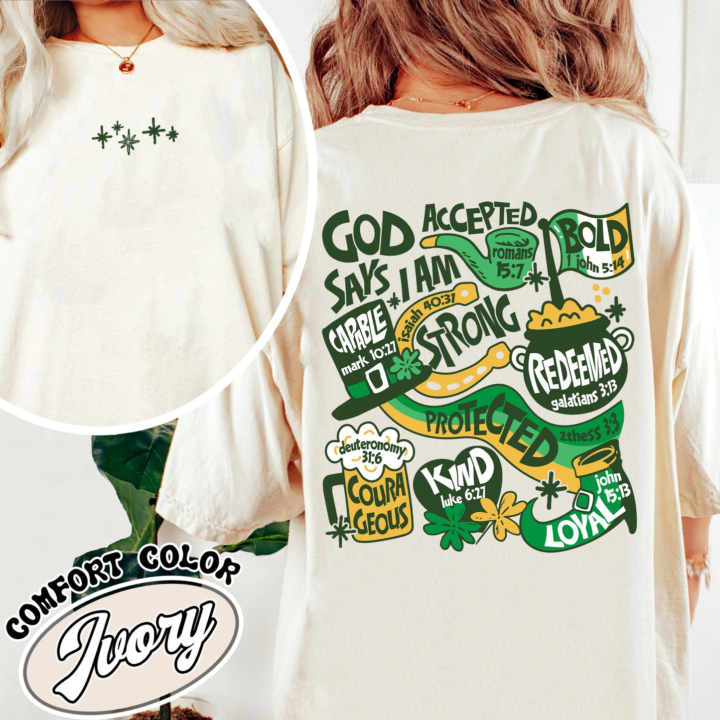 God Says I Am St Patrick's Day Comfort Colors shirt, God Says That I Am Patricks Day, Happy St Patricks Day, Christian Shirt, Aesthetic Christian Shirt