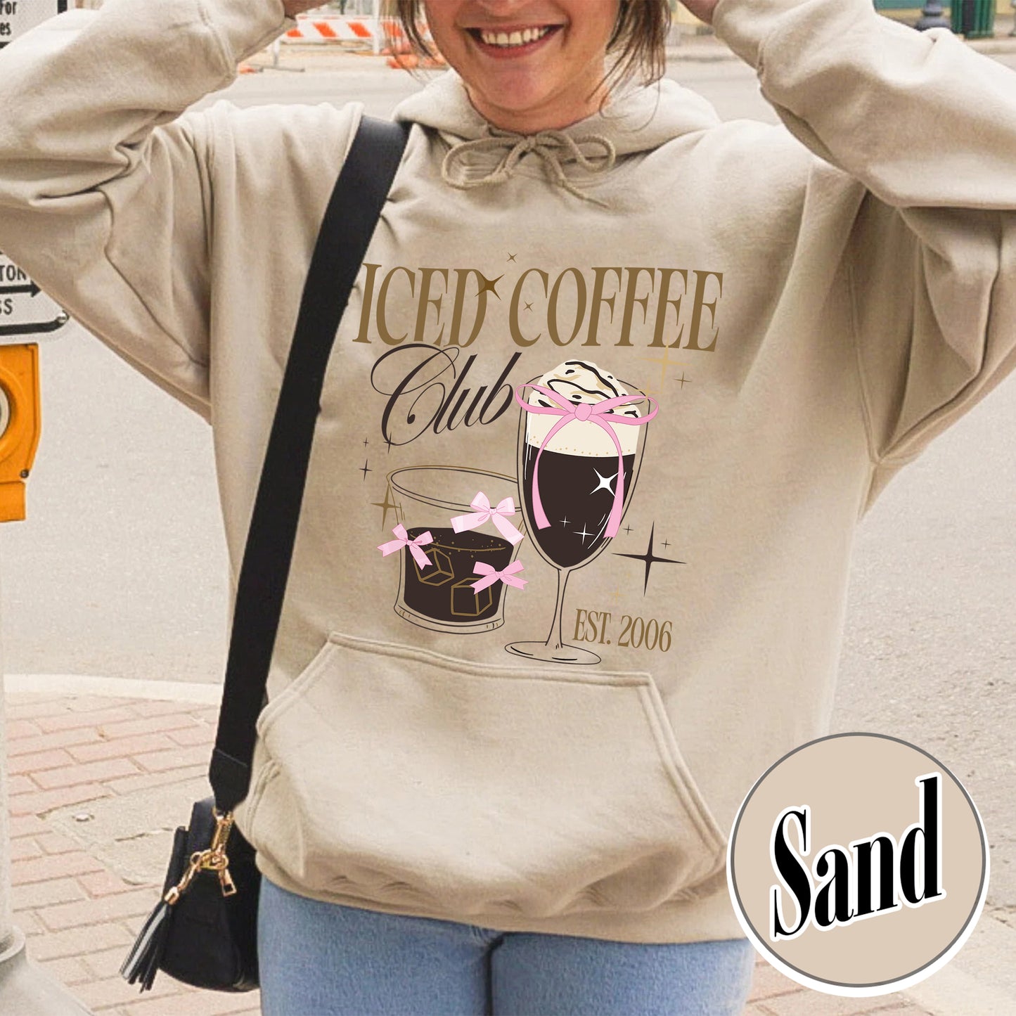 Iced Coffee Club Hoodie, Coquette Hoodie, Coquette Girl, Pink Bow Hoodie, Iced Coffee Addict Hoodie, Coffee First