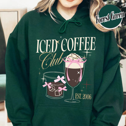 Iced Coffee Club Hoodie, Coquette Hoodie, Coquette Girl, Pink Bow Hoodie, Iced Coffee Addict Hoodie, Coffee First