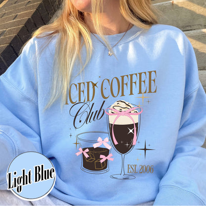 Iced Coffee Club Sweatshirt, Coquette Sweatshirt, Coquette Girl Sweatshirt, Pink Bow Sweatshirt, Iced Coffee Addict, Coffee First Sweatshirt