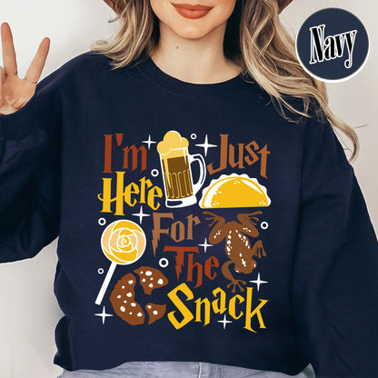 Im Just Here For The Snacks Sweatshirts, Im Just Here For The Snacks, Wizard Graphic, Wizard Sweatshirt, Hp Fan Gift, Theme Park Sweatshirt