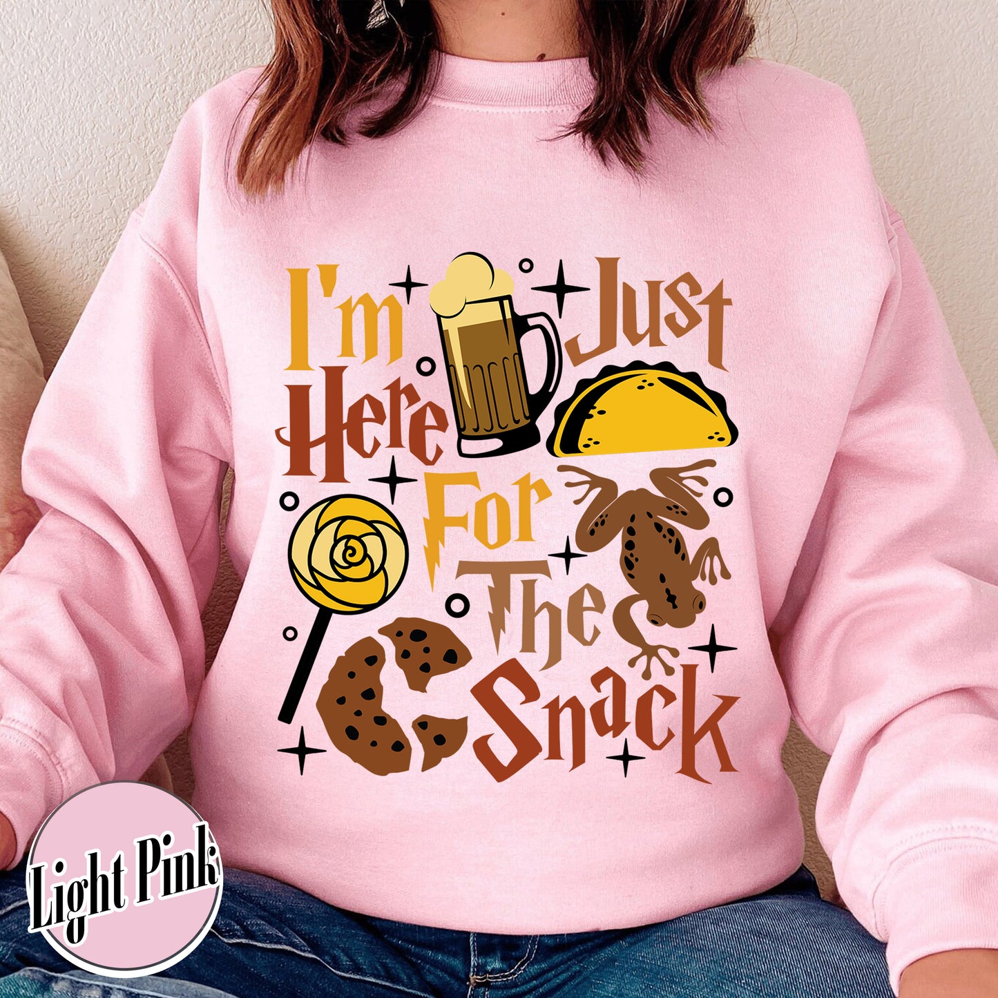 Im Just Here For The Snacks Sweatshirts, Im Just Here For The Snacks, Wizard Graphic, Wizard Sweatshirt, Hp Fan Gift, Theme Park Sweatshirt