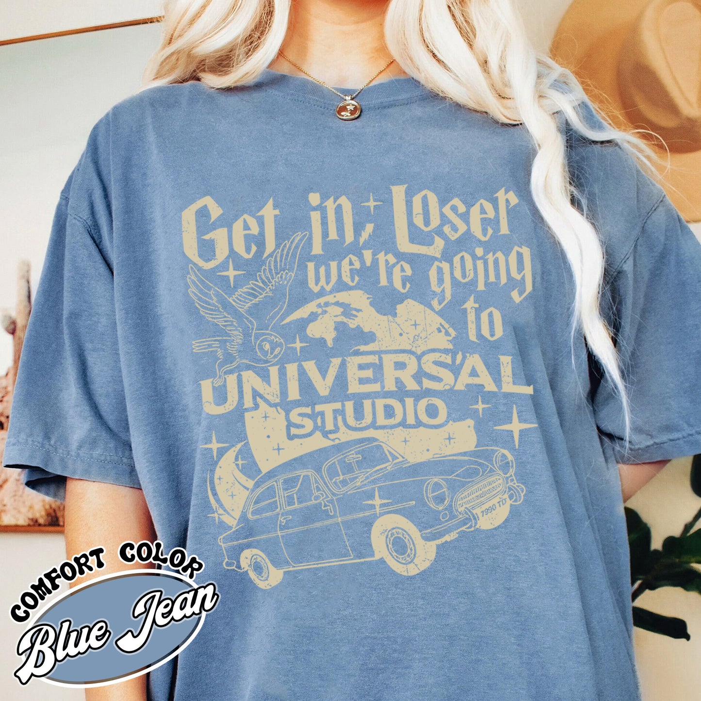 Wizard Flying Car Comfort Colors Shirt, Get In Loser We're Going To Universal Studios Shirt, Theme Park Merch, Wizard Castle, Wizard School Shirt