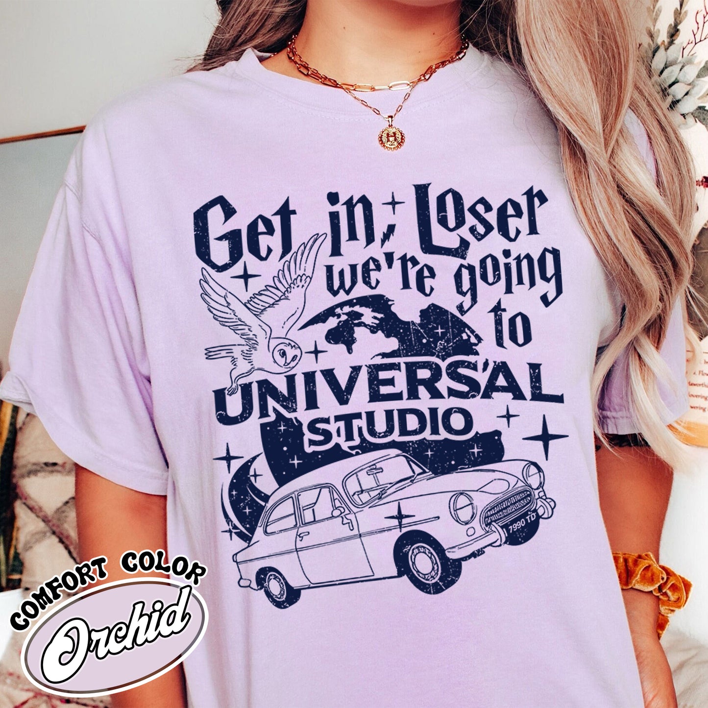 Wizard Flying Car Comfort Colors Shirt, Get In Loser We're Going To Universal Studios Shirt, Theme Park Merch, Wizard Castle, Wizard School Shirt