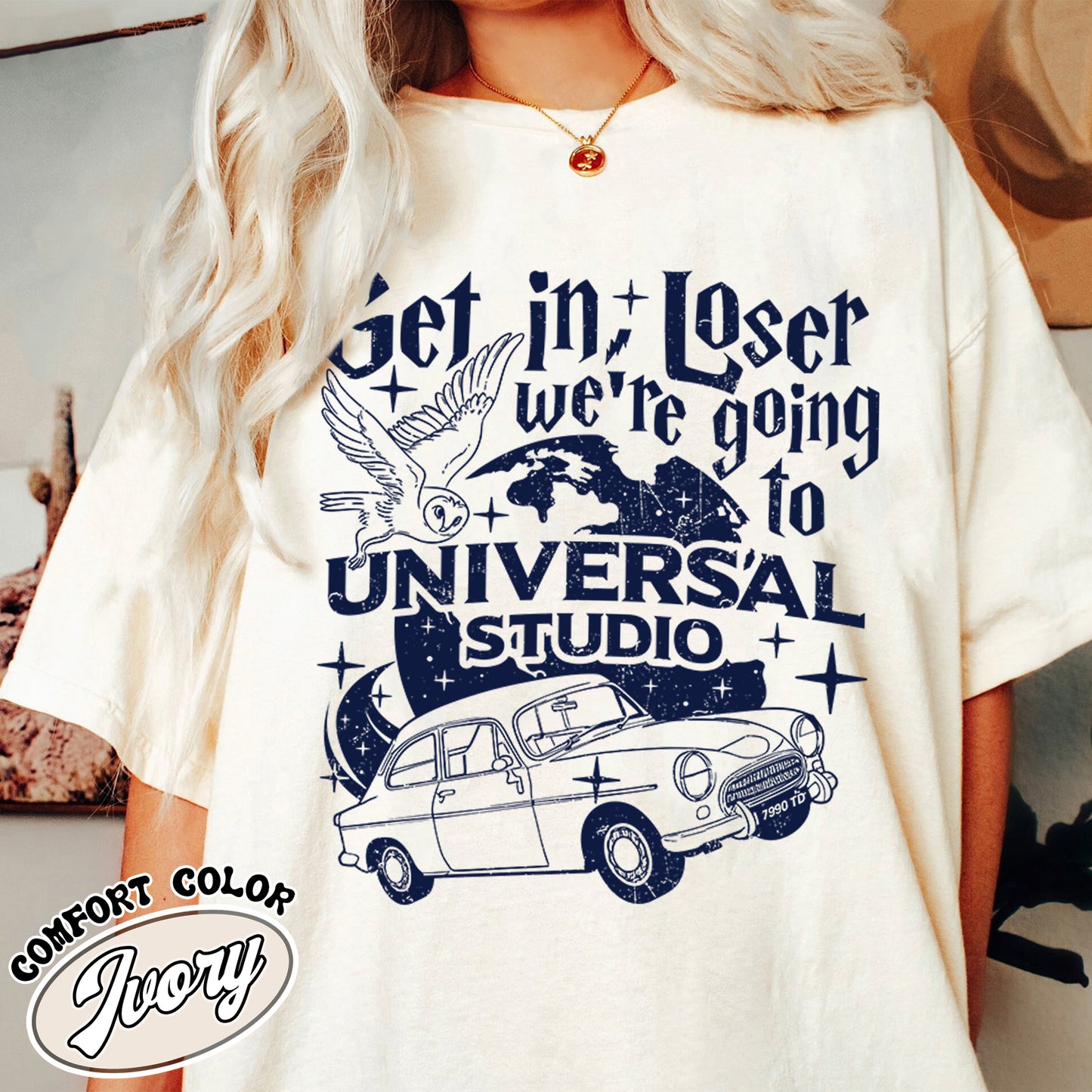 Wizard Flying Car Comfort Colors Shirt, Get In Loser We're Going To Universal Studios Shirt, Theme Park Merch, Wizard Castle, Wizard School Shirt