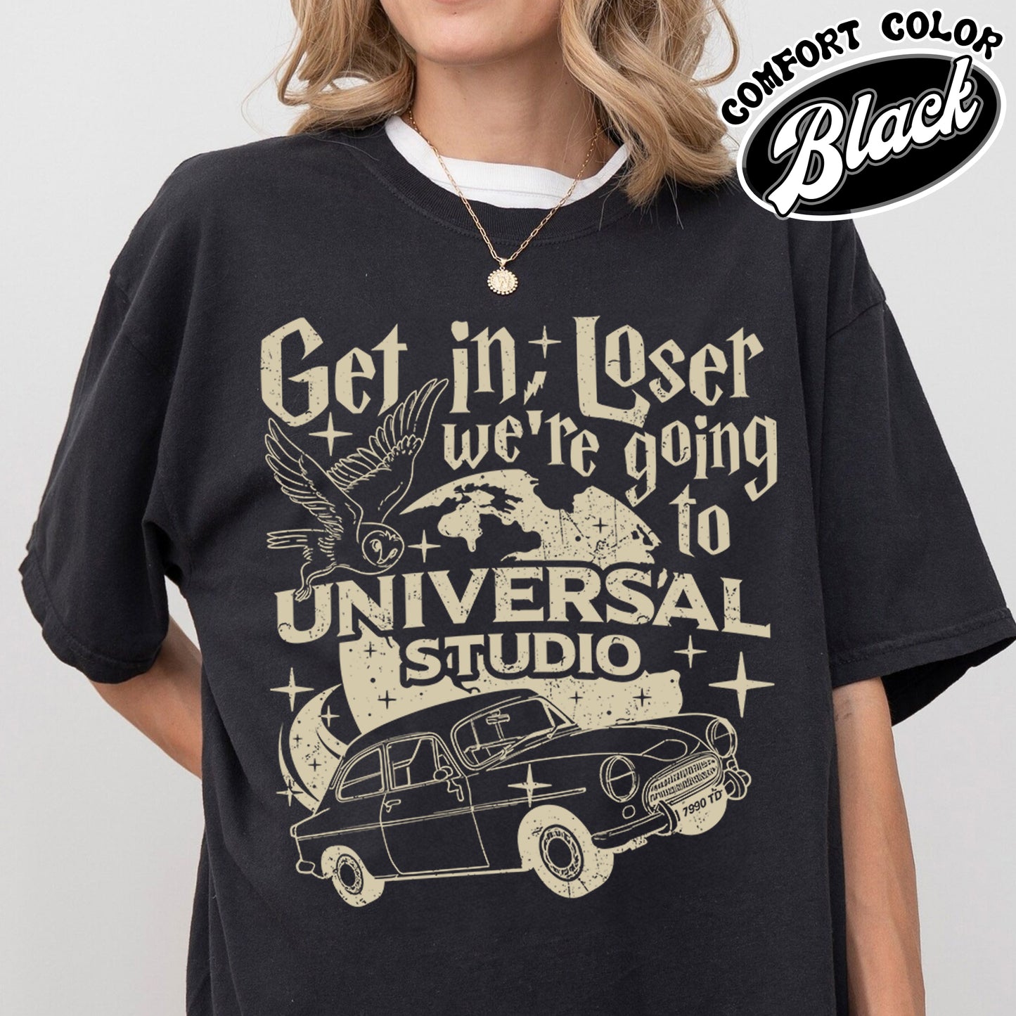 Wizard Flying Car Comfort Colors Shirt, Get In Loser We're Going To Universal Studios Shirt, Theme Park Merch, Wizard Castle, Wizard School Shirt