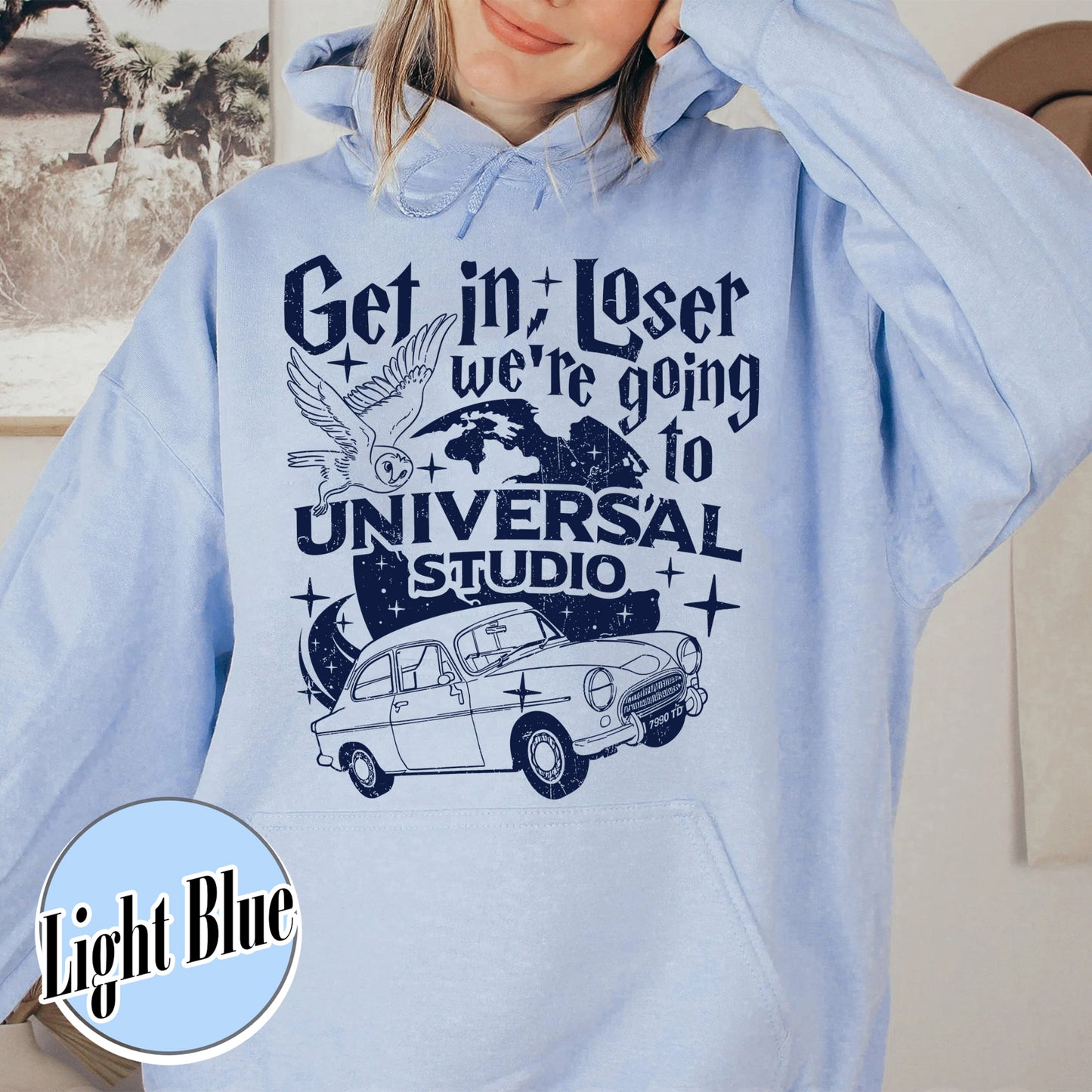 Wizard Flying Car Hoodie, Get In Loser We're Going To Universal Studios Hoodie, Theme Park Merch, Wizard Castle, Wizard School Hoodie