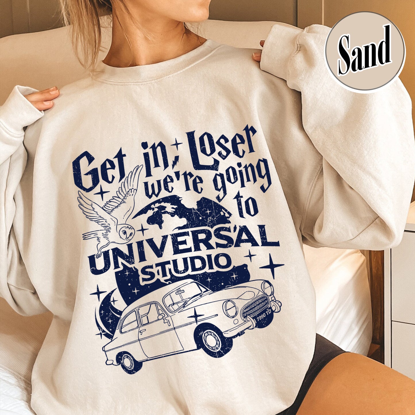 Wizard Flying Car Sweatshirt, Get In Loser We're Going To Universal Studios, Theme Park Merch, Wizard Castle Sweatshirt, Wizard School Sweatshirt