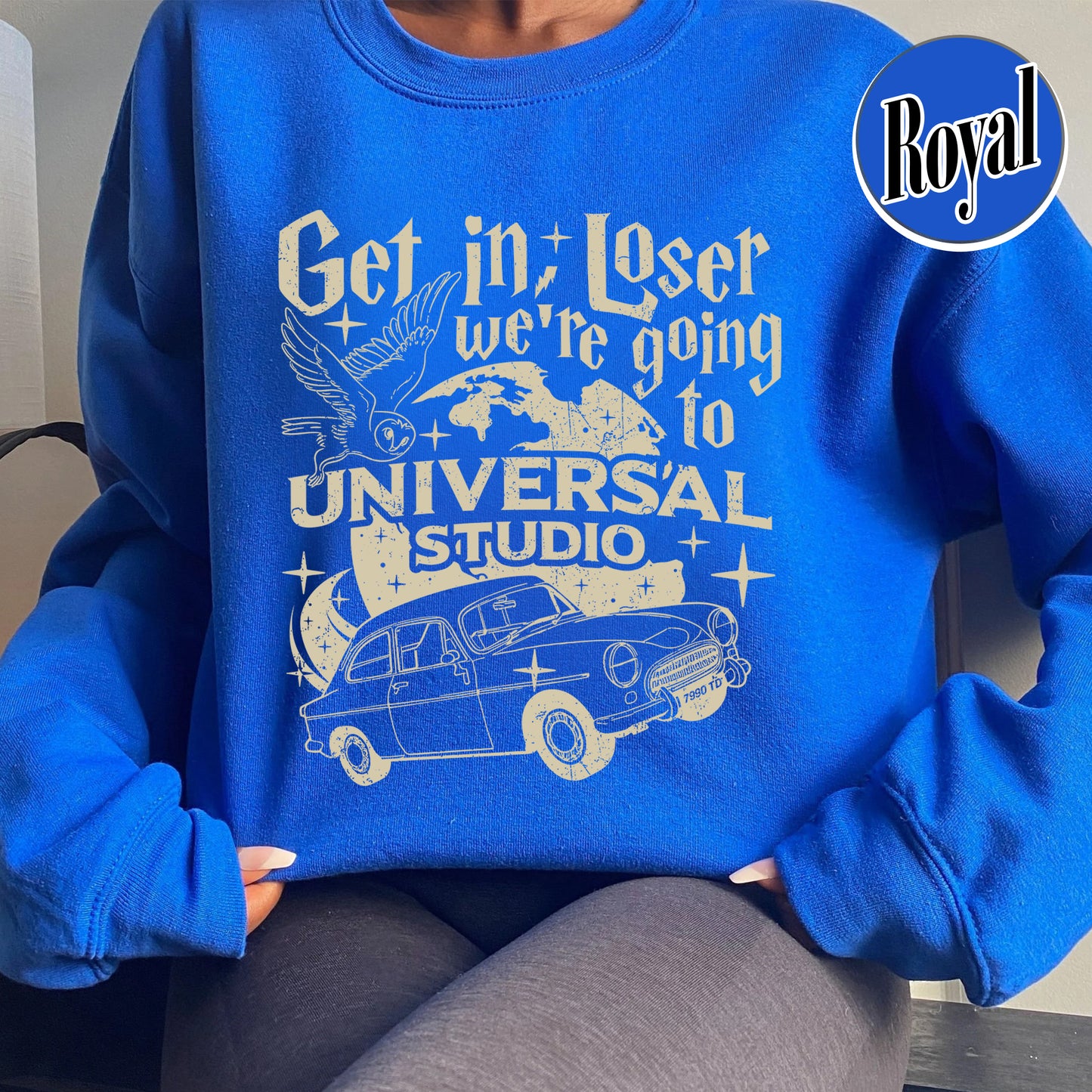 Wizard Flying Car Sweatshirt, Get In Loser We're Going To Universal Studios, Theme Park Merch, Wizard Castle Sweatshirt, Wizard School Sweatshirt