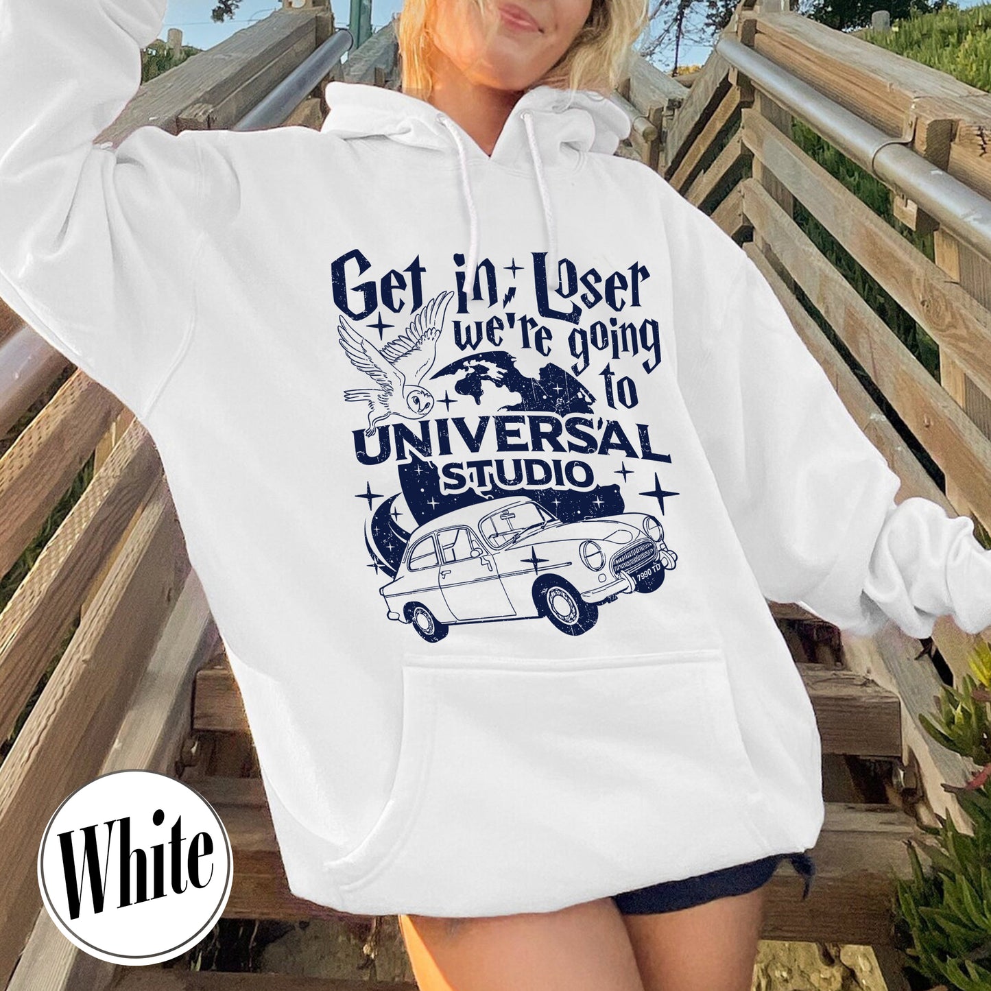 Wizard Flying Car Hoodie, Get In Loser We're Going To Universal Studios Hoodie, Theme Park Merch, Wizard Castle, Wizard School Hoodie