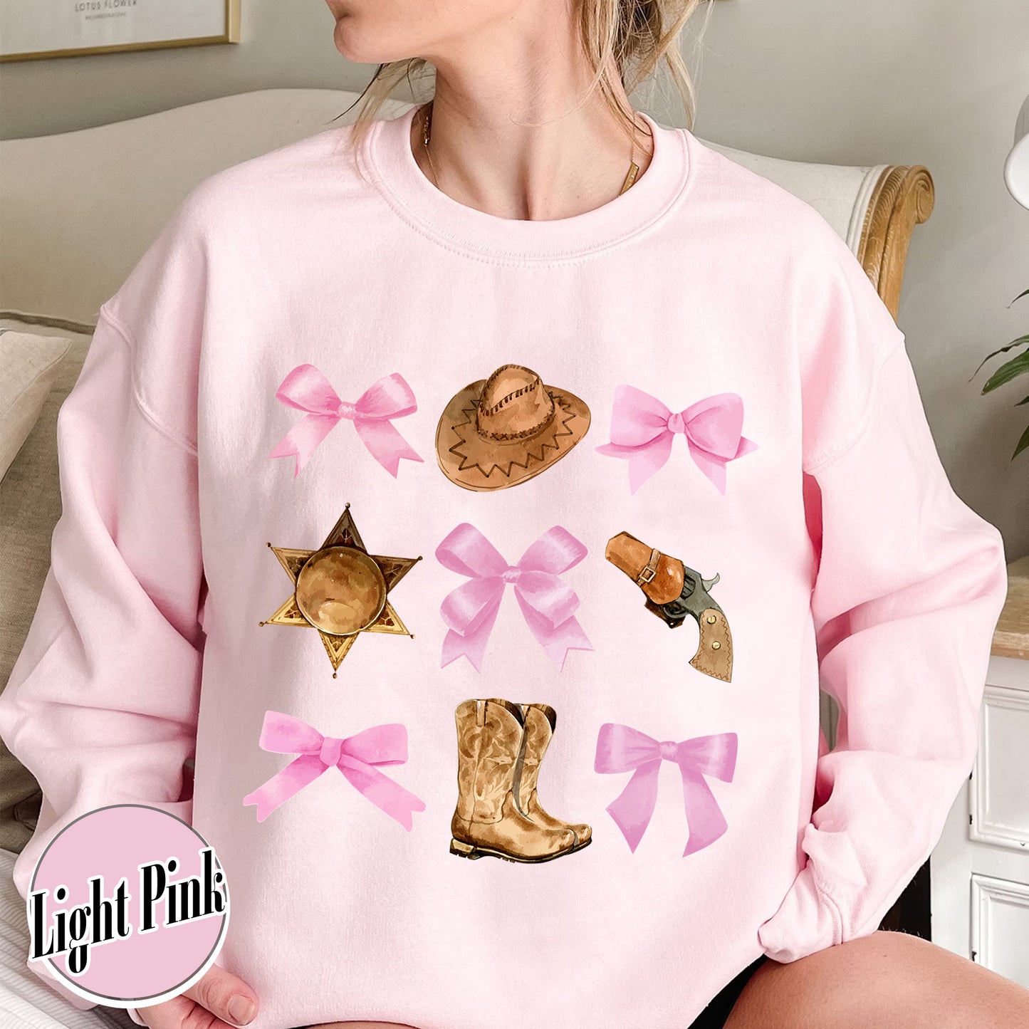 Coquette Cowgirl Sweatshirt, Soft Girl Era, Bows Cowgirl Sweatshirt, Pink Bow Coquette Girly Sweatshirt, Oversized Sweatshirt, Soft Girl Aesthetic