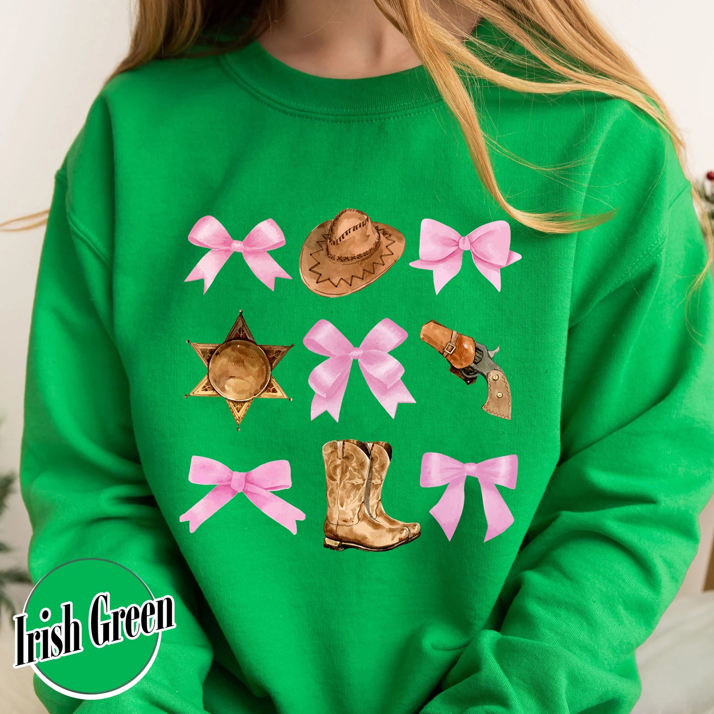 Coquette Cowgirl Sweatshirt, Soft Girl Era, Bows Cowgirl Sweatshirt, Pink Bow Coquette Girly Sweatshirt, Oversized Sweatshirt, Soft Girl Aesthetic