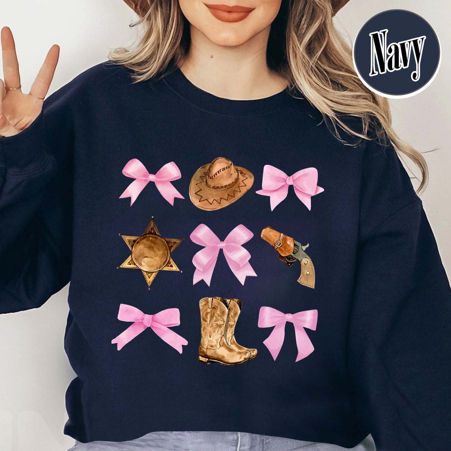 Coquette Cowgirl Sweatshirt, Soft Girl Era, Bows Cowgirl Sweatshirt, Pink Bow Coquette Girly Sweatshirt, Oversized Sweatshirt, Soft Girl Aesthetic