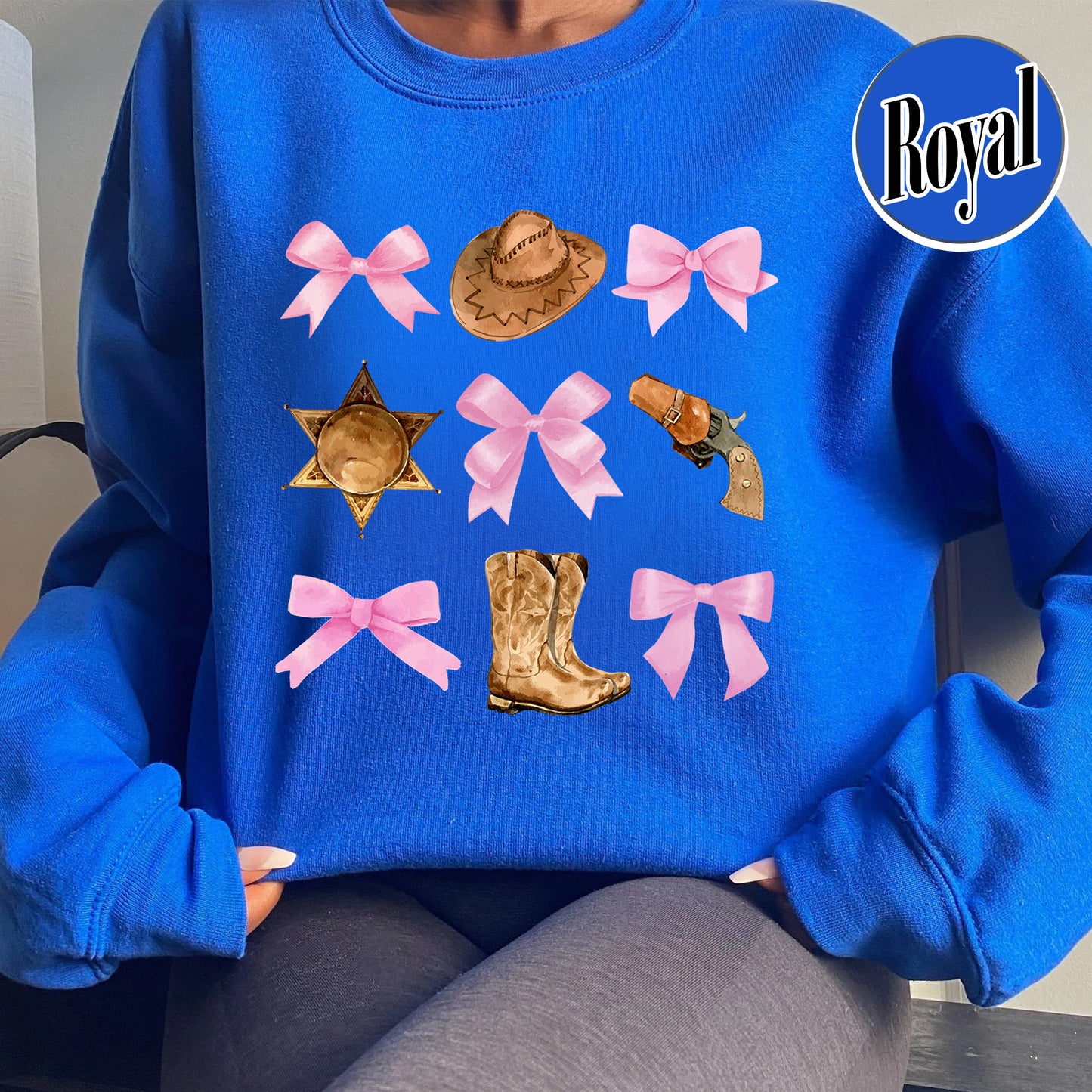 Coquette Cowgirl Sweatshirt, Soft Girl Era, Bows Cowgirl Sweatshirt, Pink Bow Coquette Girly Sweatshirt, Oversized Sweatshirt, Soft Girl Aesthetic