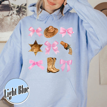 Coquette Cowgirl Hoodie, Soft Girl Era, Bows Cowgirl Hoodie, Pink Bow Coquette Girly, Oversized Hoodie, Soft Girl Aesthetic