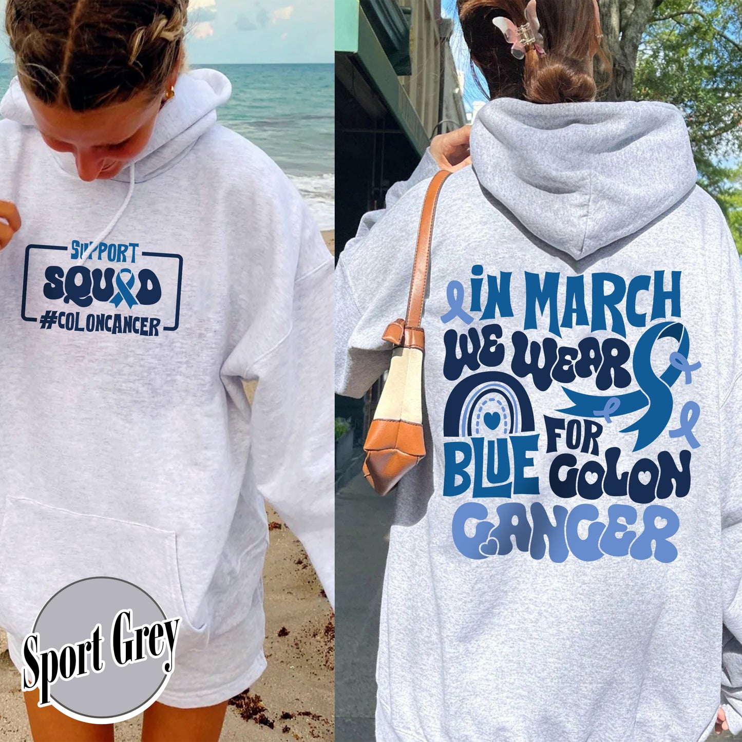 Colon Cancer Awareness Hoodie,We Wear Blue For Colon Cancer Awareness, Support Squad Colon Cancer