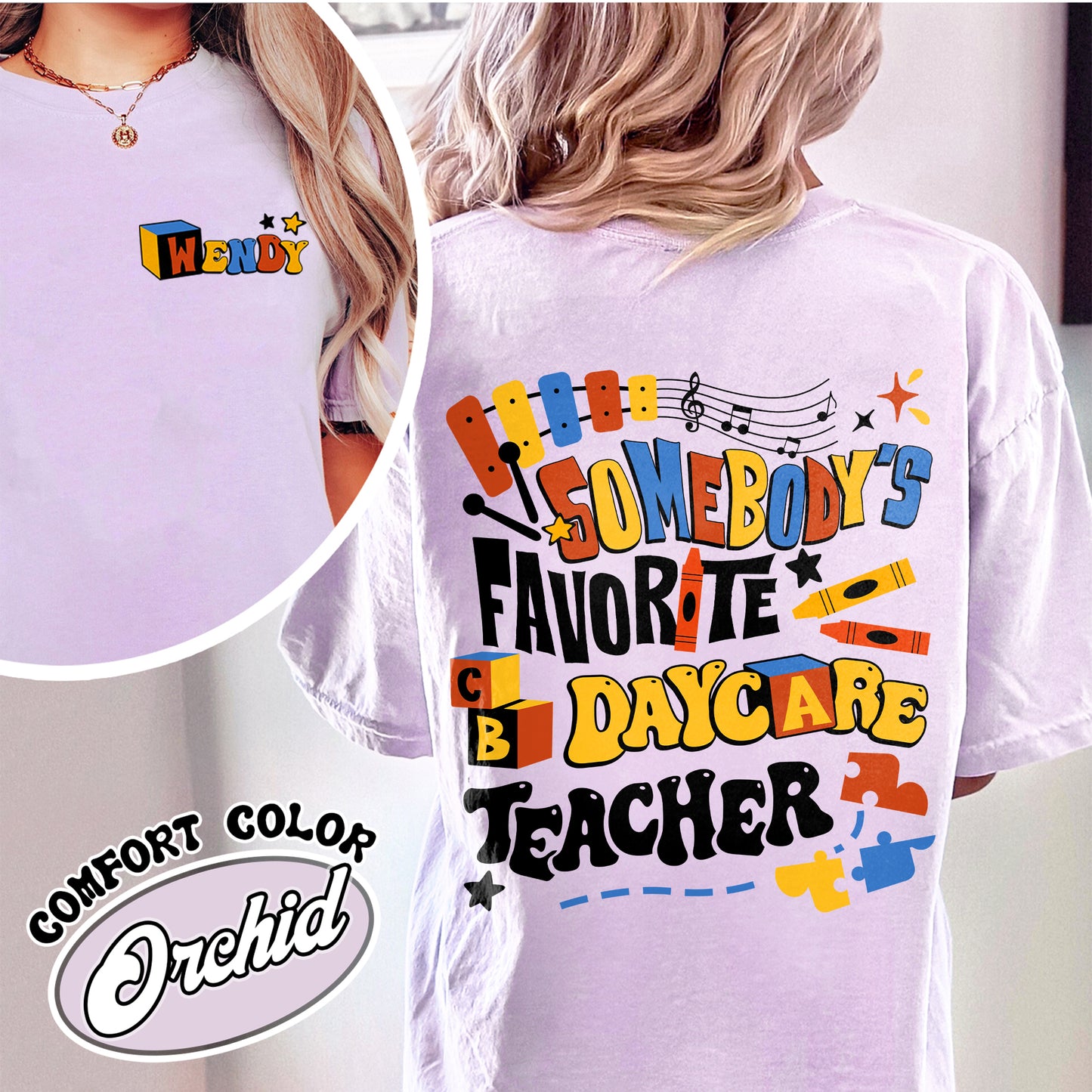 Custom Teacher Comfort Color Shirt, Somone’s Favorite Daycare Teacher Shirt, Daycare Provider Sweatshirt