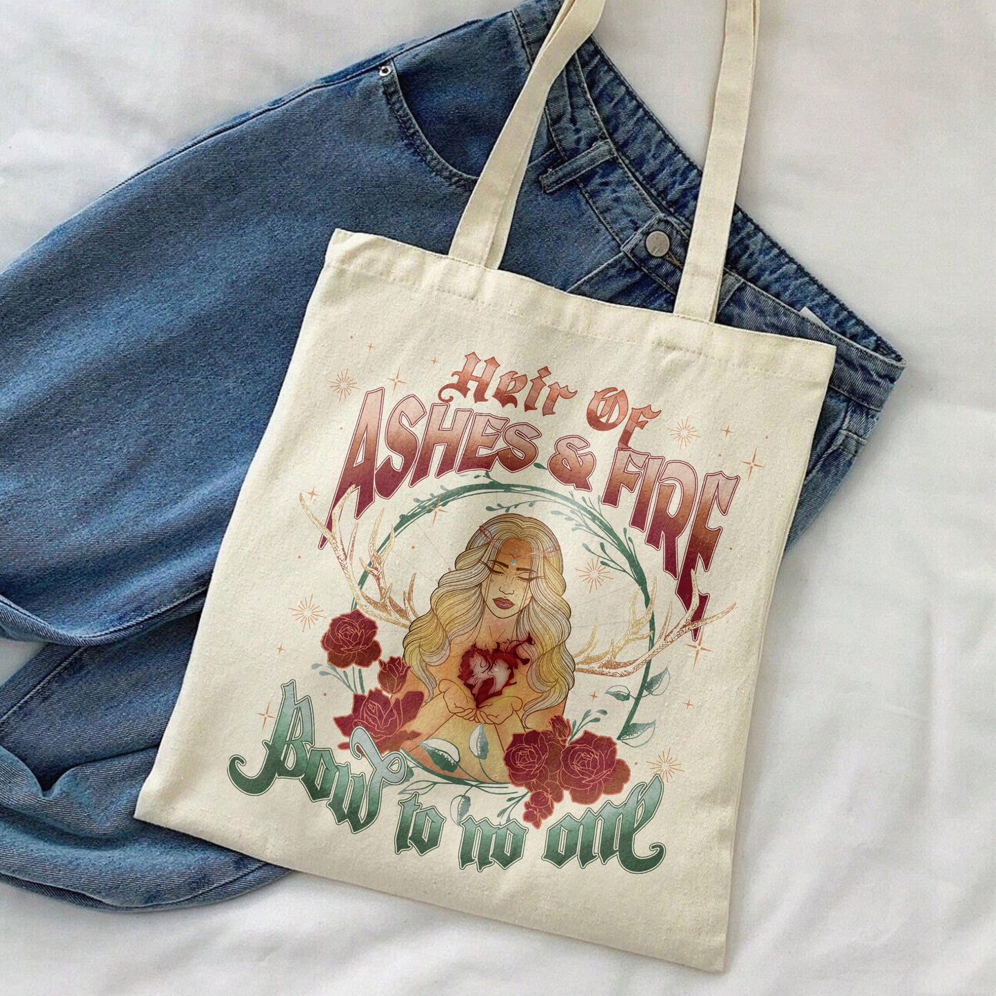 Aelin Galathynius Tote Bag, Aelin Galathynius Bag, Fireheart Bag, TOG Merch Fireheart, Gift for Book Lover, Acotar Merch