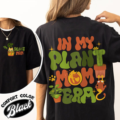 In My Plant Mom Era Comfort Color Shirt, Plant Mom Embroidered Shirt, Cat Mom Shirt and Plants, Plant Mom Sweat Shirt, T Gift for Mom, Cat Mom Shirt