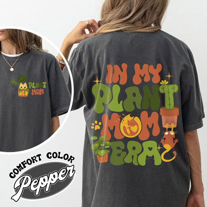 In My Plant Mom Era Comfort Color Shirt, Plant Mom Embroidered Shirt, Cat Mom Shirt and Plants, Plant Mom Sweat Shirt, T Gift for Mom, Cat Mom Shirt