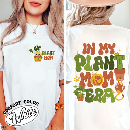 In My Plant Mom Era Comfort Color Shirt, Plant Mom Embroidered Shirt, Cat Mom Shirt and Plants, Plant Mom Sweat Shirt, T Gift for Mom, Cat Mom Shirt