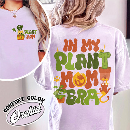 In My Plant Mom Era Comfort Color Shirt, Plant Mom Embroidered Shirt, Cat Mom Shirt and Plants, Plant Mom Sweat Shirt, T Gift for Mom, Cat Mom Shirt