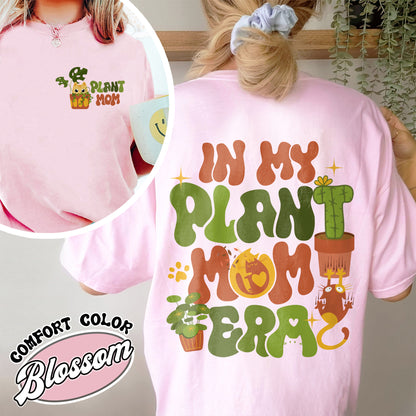 In My Plant Mom Era Comfort Color Shirt, Plant Mom Embroidered Shirt, Cat Mom Shirt and Plants, Plant Mom Sweat Shirt, T Gift for Mom, Cat Mom Shirt