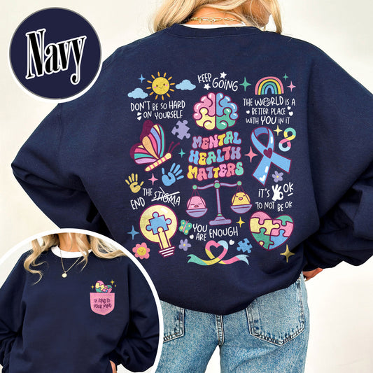 Mental Health Sweatshirt,It Is Okay To Feel All The Feels,Its Okay To Feel All The Feels Inside Out