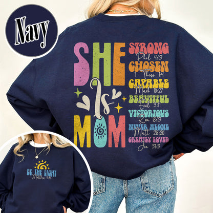She Is Mom Christian Sweatshirt, Bible Verses Sweatshirt, Empowered Women Sweatshirt, Christian Mom Sweatshirt, She Is Mom Sweatshirt, She Is Strong Mom Sweatshirt, Mom Sweatshirt