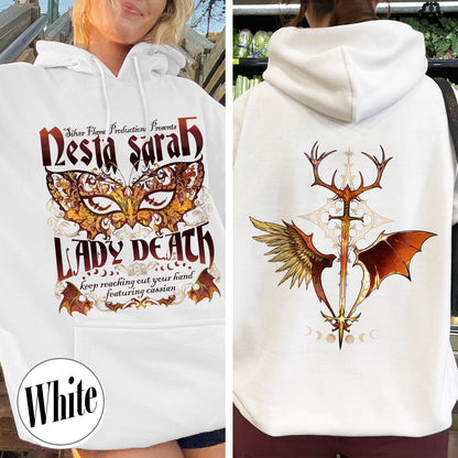 Sarah J Maas Merch Nesta Hoodie, Acotar Book Series, Velaris Acotar Hoodie, Lady Death Hoodie, Nesta Archeron Lady Death Hoodie, Lady Death ACOSF